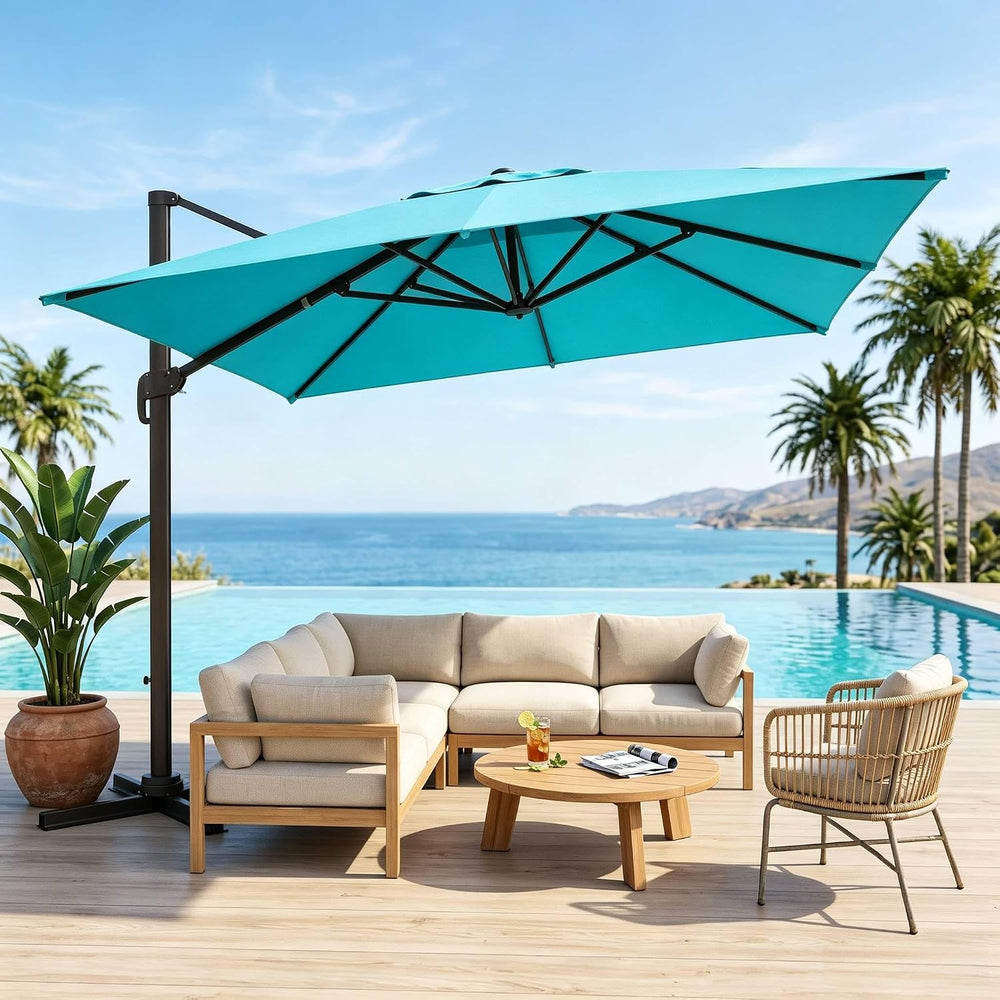 Garvee 10x10 ft Cantilever Patio Umbrella Heavy Duty Rectangle Offset