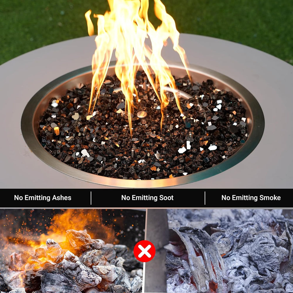 Skyflame 15LB Onyx Black Fire Glass, 1/2 Inch Reflective Fireplace Glass