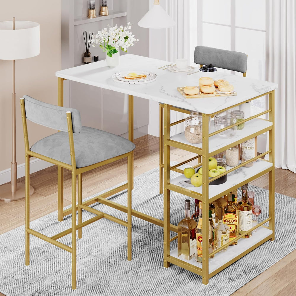 GAOMON Dining Table Set for 2, Kitchen Table and Upholstered Chairs for 2, 3 ...