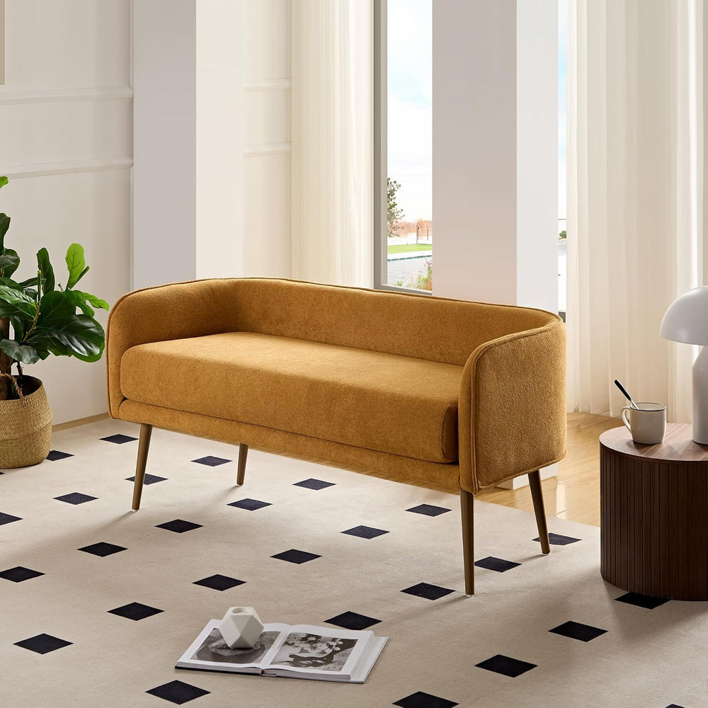 Bedroom Bench with Low Back,Inside Metal Frame, Extra Seat for Living Room,En...