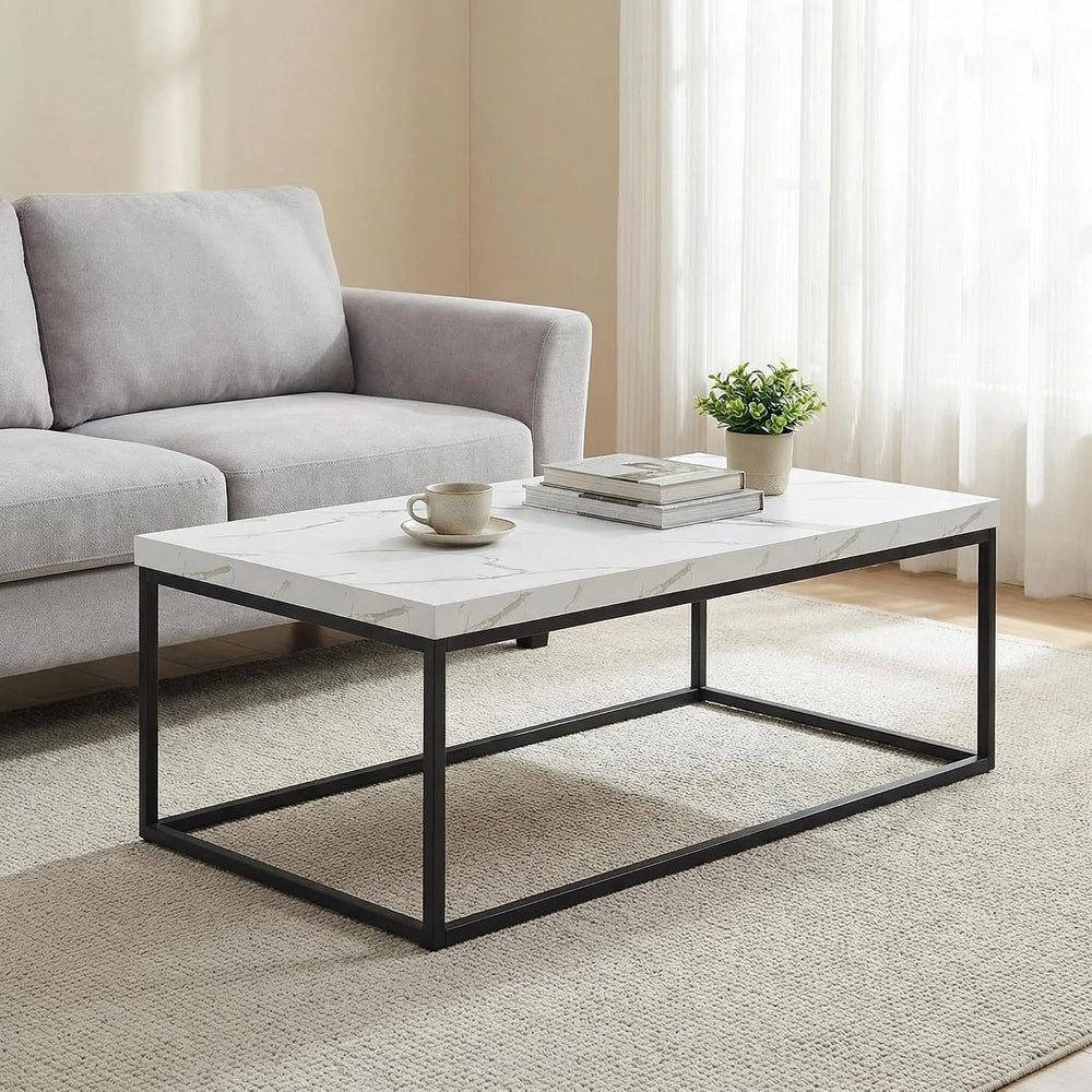 CENSI 47-Inch White Marble Coffee Table/Center Table, Large Size