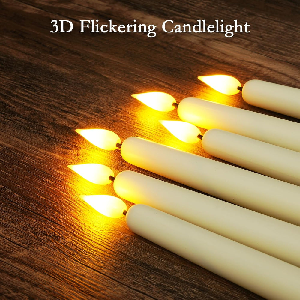 Homemory 12 Pcs Flameless Taper Candles with Remote Timer Dimmer, 11 inches I...