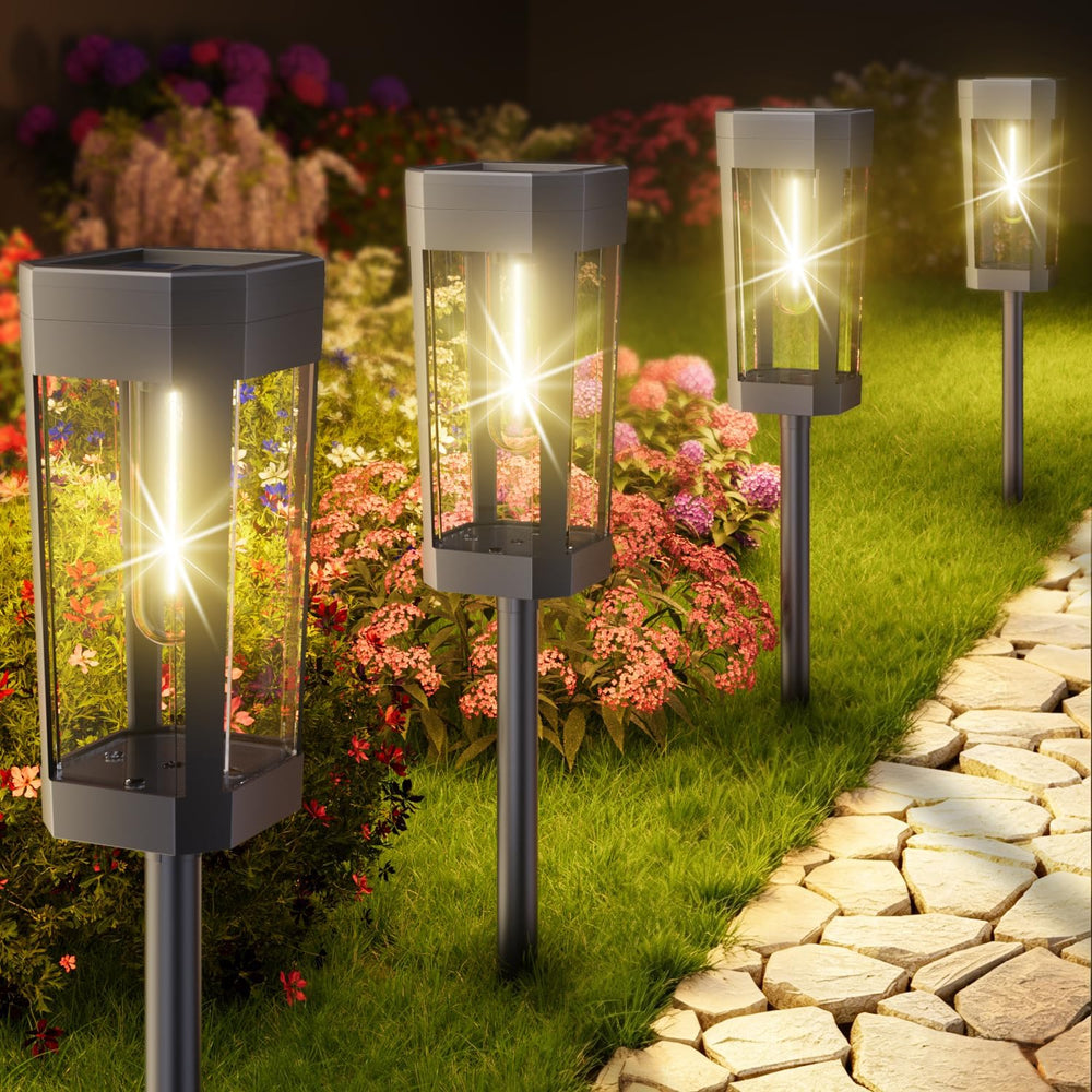 Solar Pathway Lights Outdoor – 12 Pack Solar Powered Garden Pathway Lights - ...