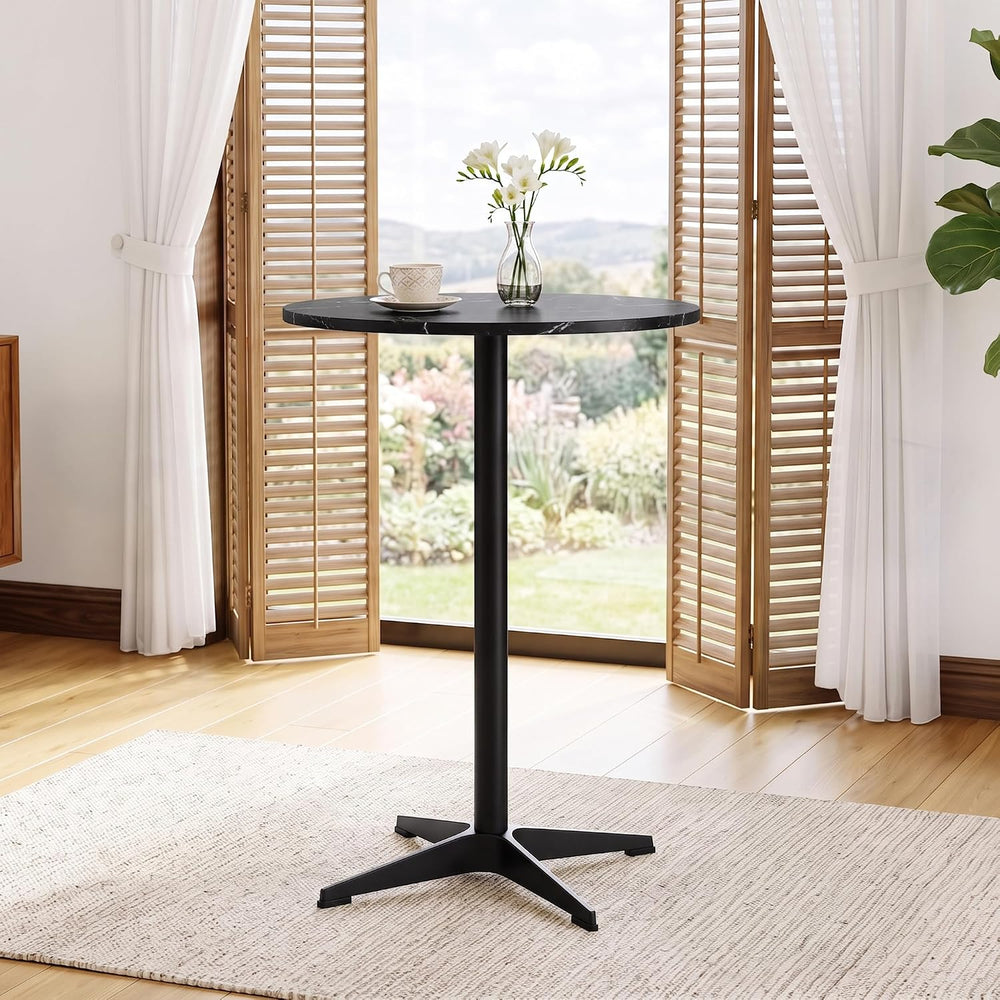 NOBPEINT Modern Round Pub Tables Bar Table with Metal Cross Base, Wooden Cock...
