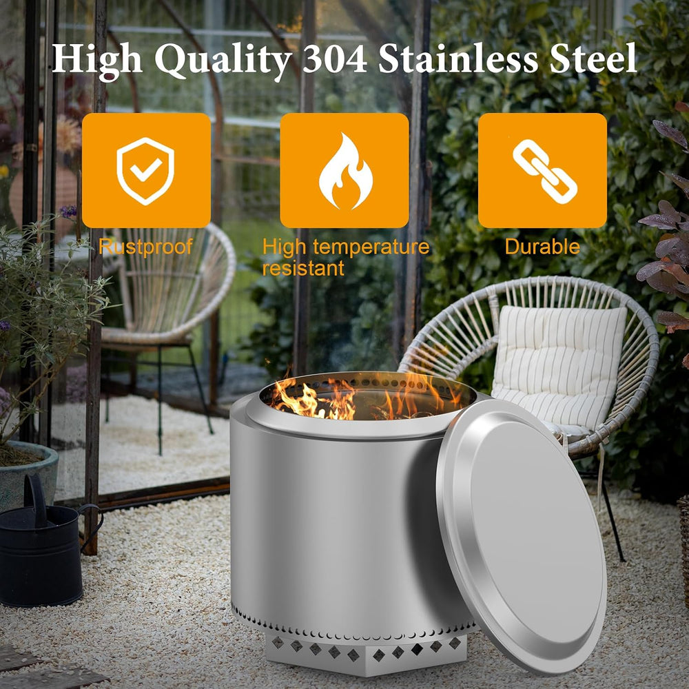 Fire Pit Lid with Cover for Solo Stove Bonfire 2.0 Fire Pits, Stainless Steel...