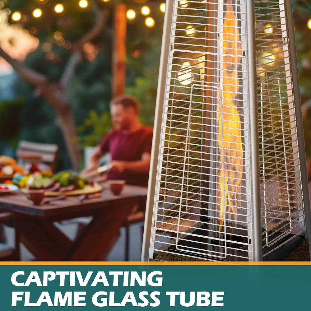 Flame Pyramid Pool Heater, Triple Safety Protection Portable Patio Heater wit...