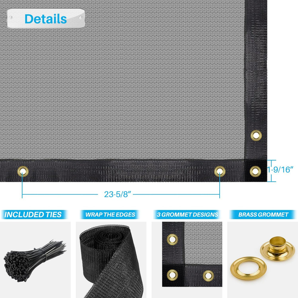 Patio 8' x 40' Fence Privacy Screen Gray Heavy Duty Windscreen Fabric...