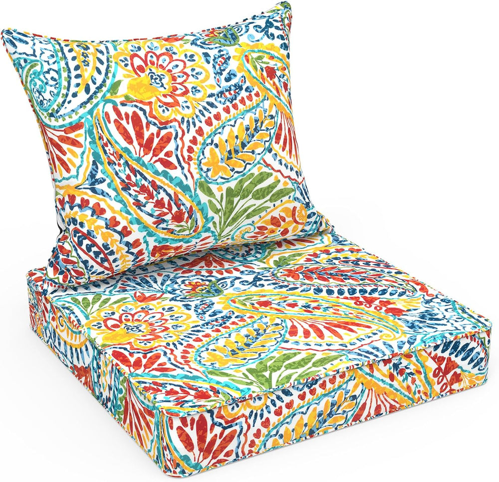 LVTXIII Outdoor Deep Seat Cushion 24"x24"x4" Patio Seat and Ba...