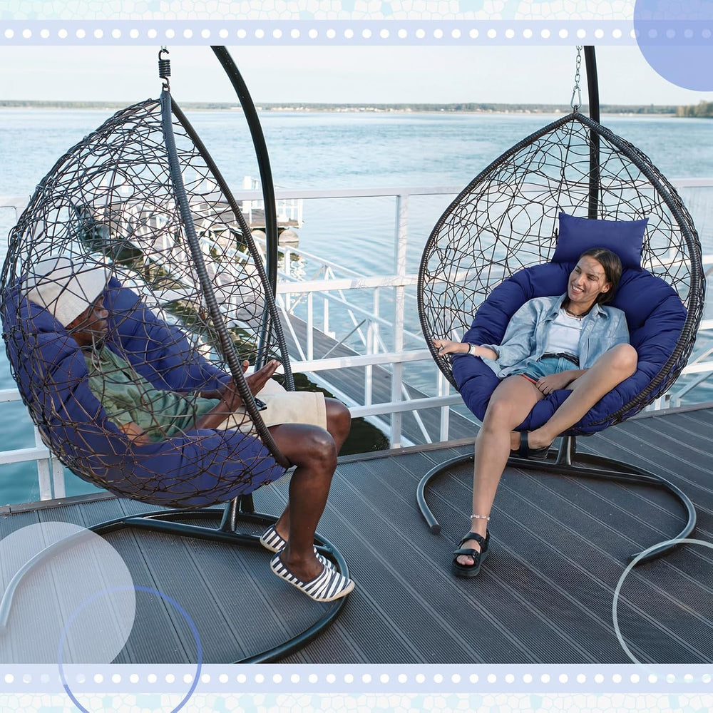 Tudomro Navy Blue Egg Chair Cushion Hanging Basket Chair Replacement 45x45 Ha...