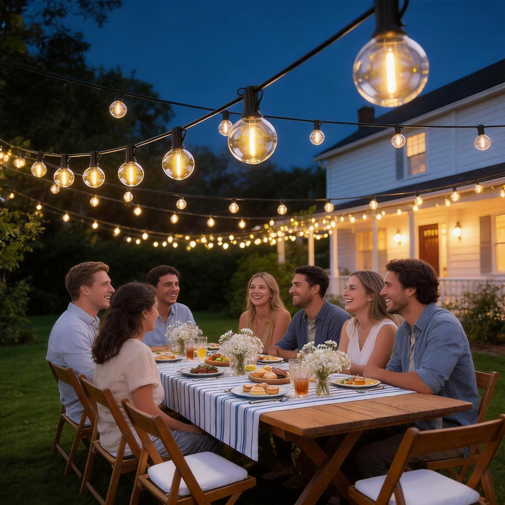 RTTY Outdoor String Lights 100 FT, Waterproof Patio Light 52 LED Bulbs