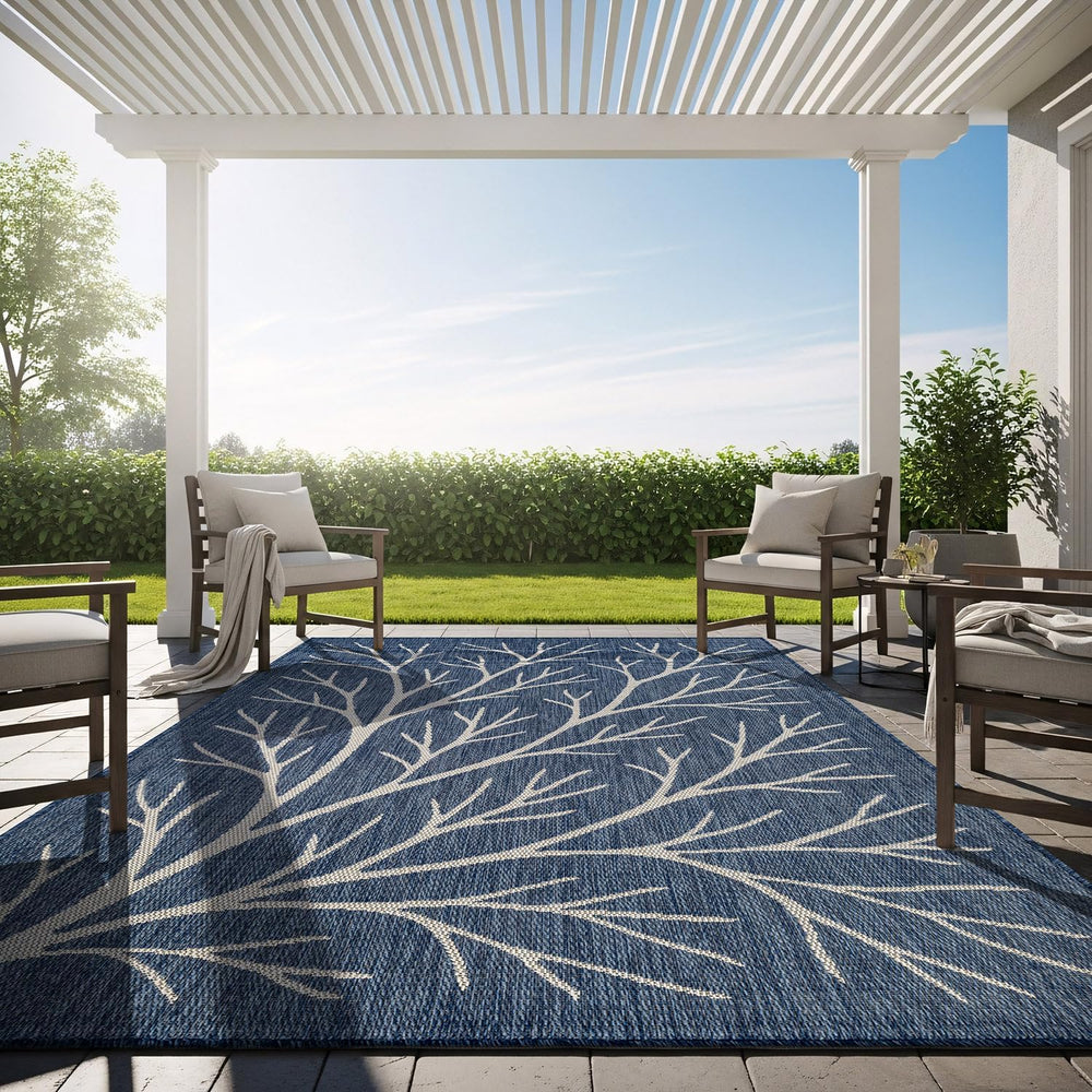 Washable Indoor Outdoor Rug 8x10 Modern Area Rugs Branch Pattern Non Shedding...