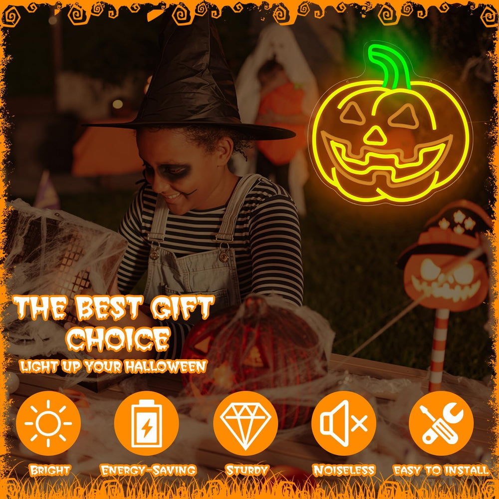 Flashing Jack-O'-Lantern Neon Sign Halloween Animated Pumpkin Led