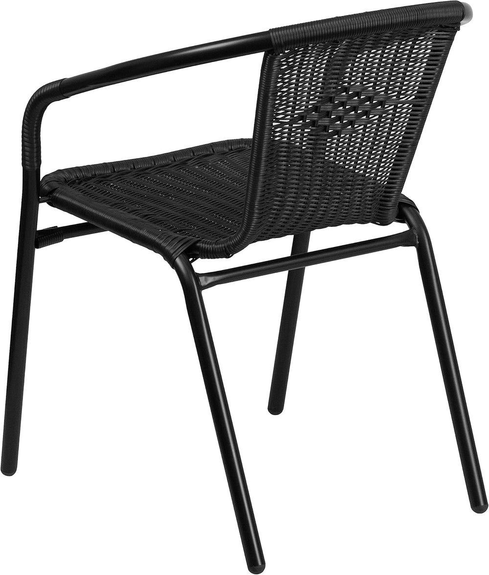 Flash Furniture Modern Rattan Indoor/Outdoor Restaurant Dining Chairs, Stacka...