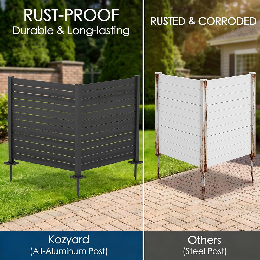 Kozyard 50" W x 48" H Outdoor Privacy Screen with Aluminum Posts, A...