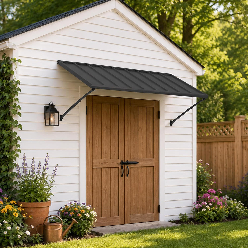 Kozyard Adjustable Door Window Awning - 4-Level Tilt, Aluminum Frame