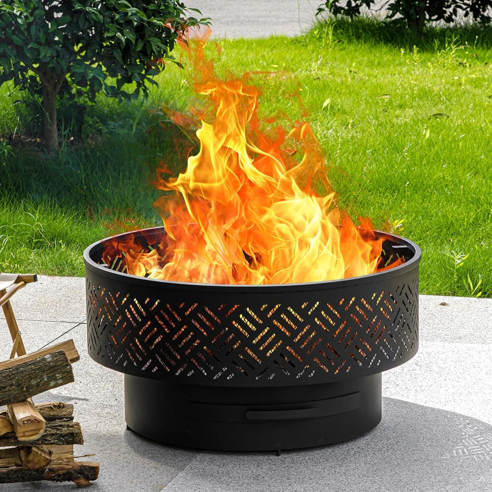 OutVue 32 Inch Wood Burning Fire Pits with Grill & Lid