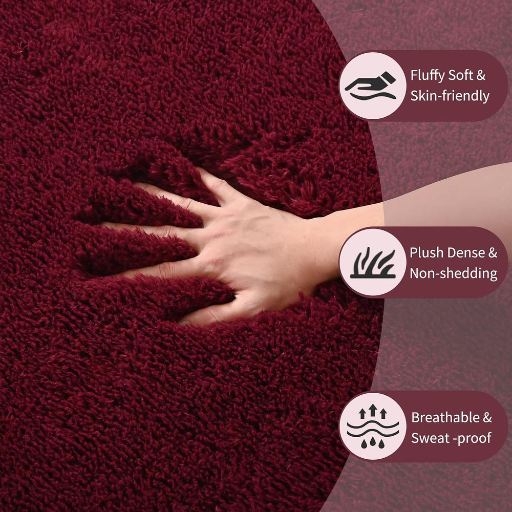 8x10 Large Burgundy Red Area Rug Plush