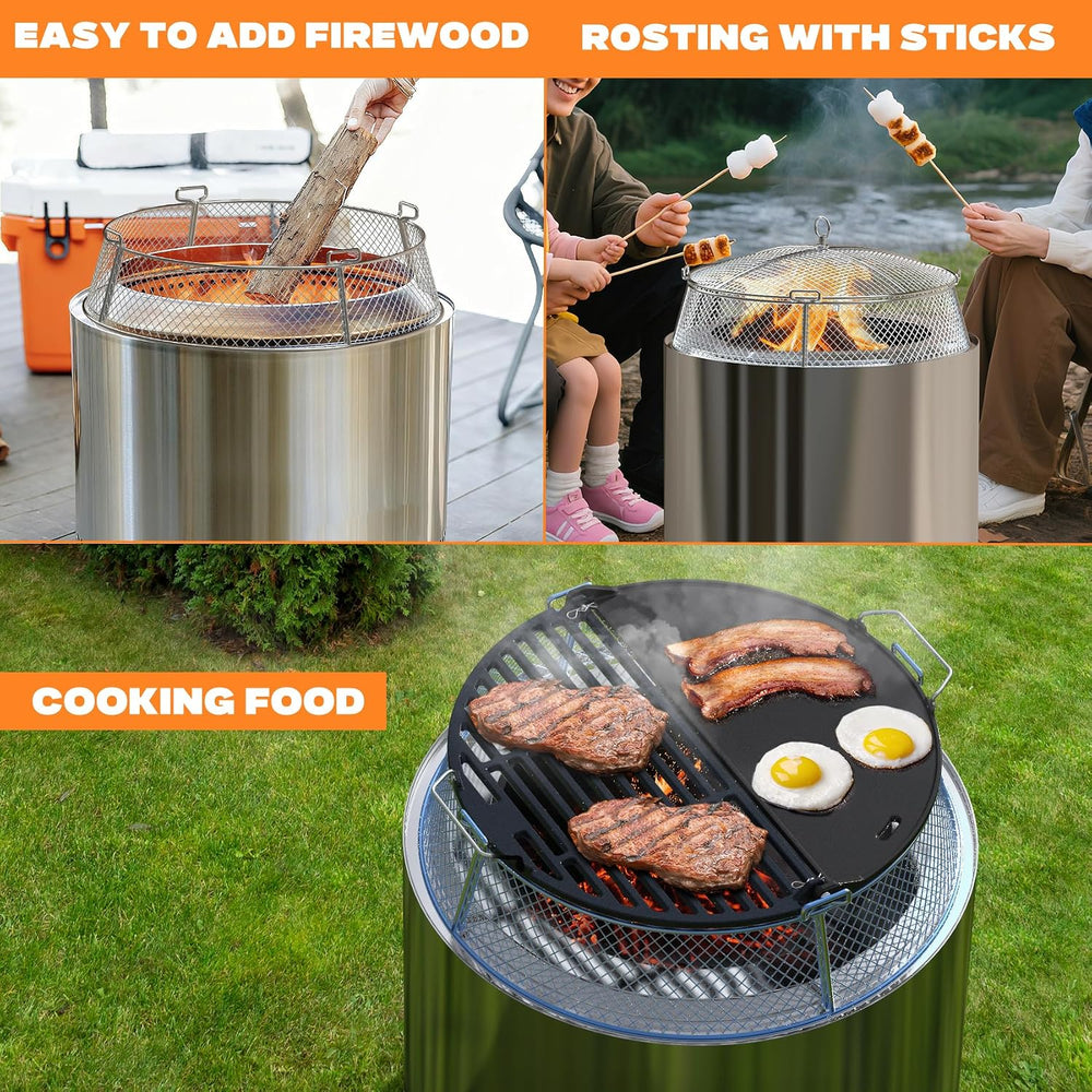 onlyfire Stainless Steel Mesh Cover & Cast Iron Grill Griddle Combo
