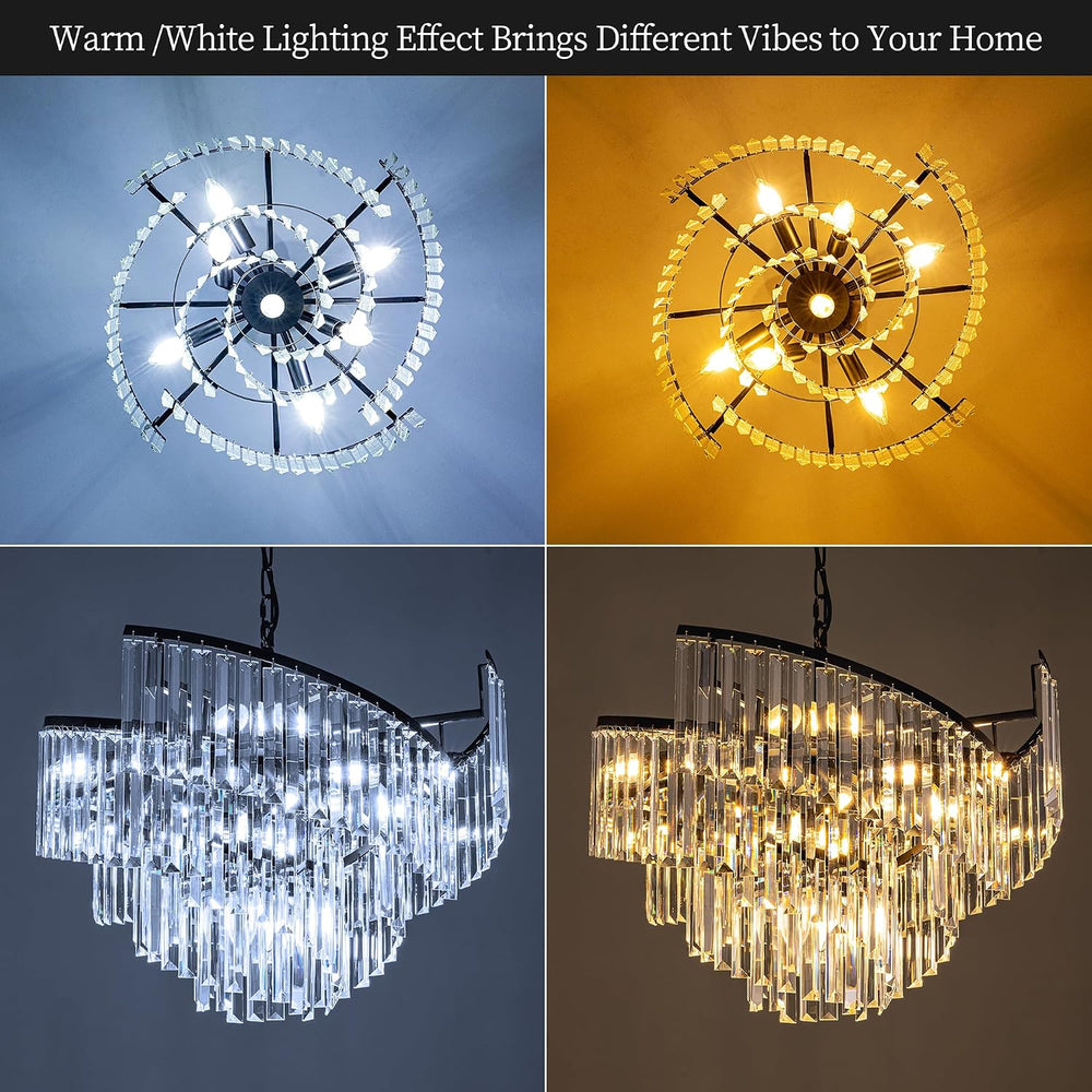 TOCHIC Crystal Chandeliers for Dining Room, 24" Black Crystal Chandelier