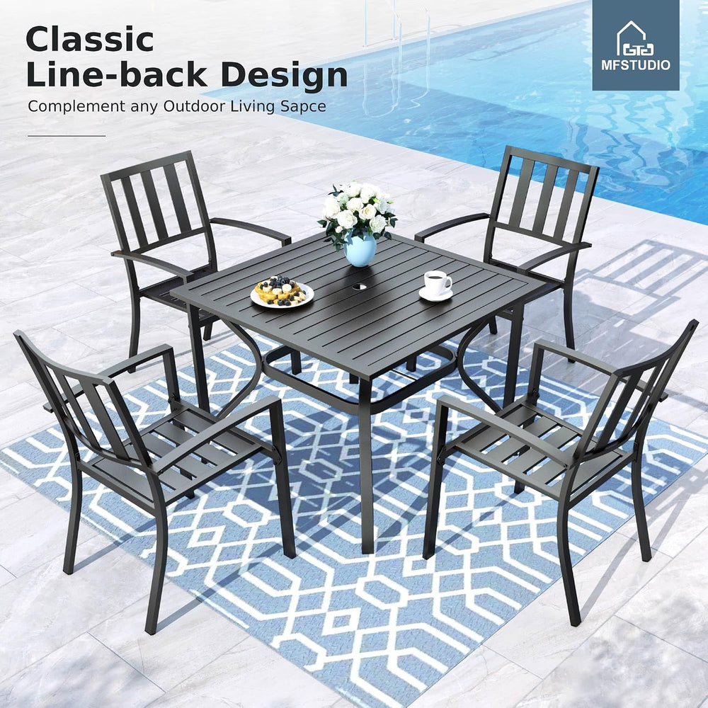 MFSTUDIO Outdoor Dining Chairs Set of 4, Metal Patio Chairs for Deck Bistro P...