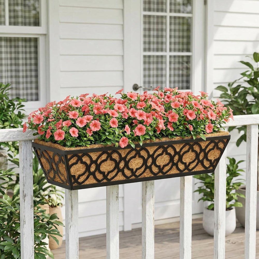 Y&M Deck Railing Planter Boxes, Adjustable Balcony Planter for Outdoor Pl...