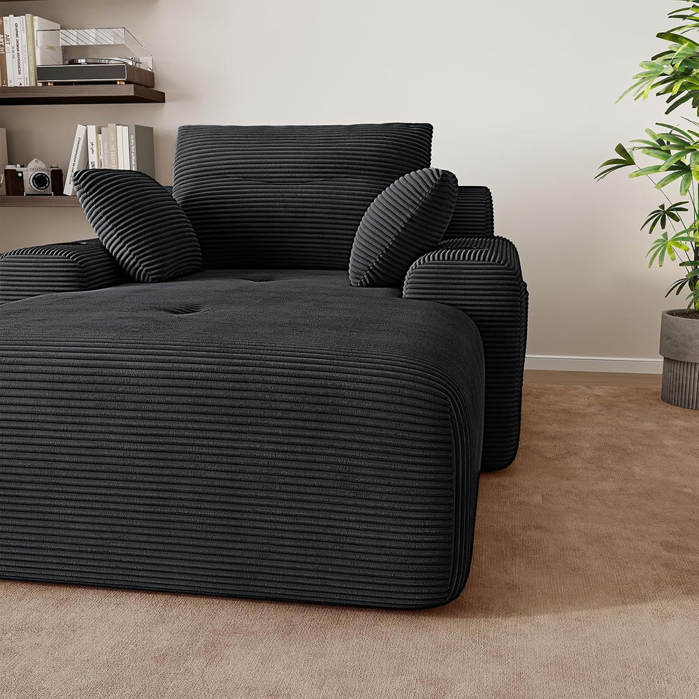 69” Oversized Chaise Lounge Chair Indoor, Soft Boneless Chaise Lounge Reading...