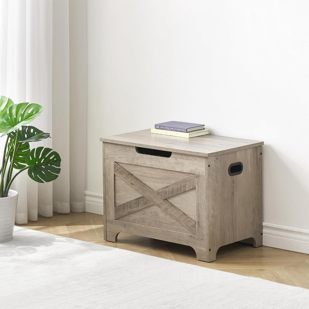 IDEALHOUSE 23.6" Storage Bench with 2 Safety Hinges, Grey