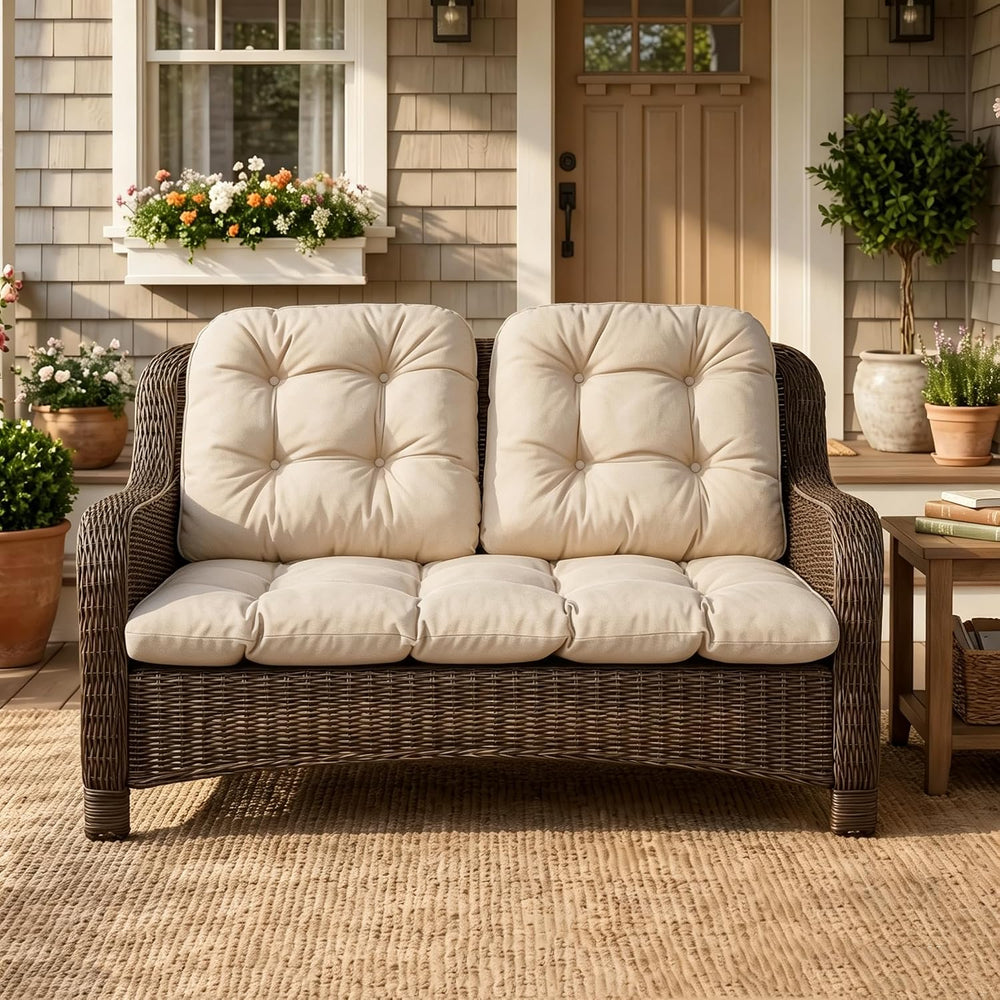 Outdoor Wicker Chair Cushions, 44×19×4 in, Waterproof, Beige