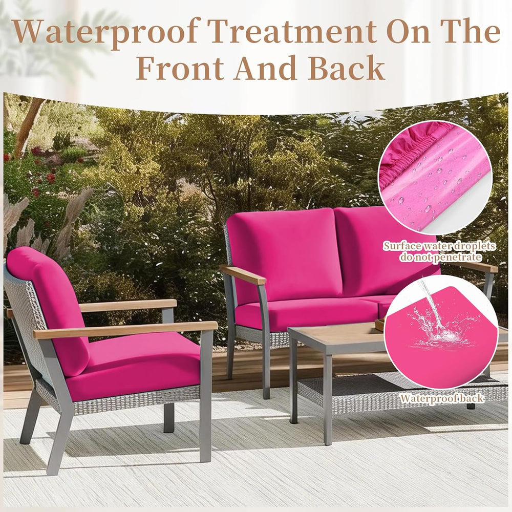 8Pcs Patio Cushion Covers Stretch Outdoor Furniture Cushion Covers