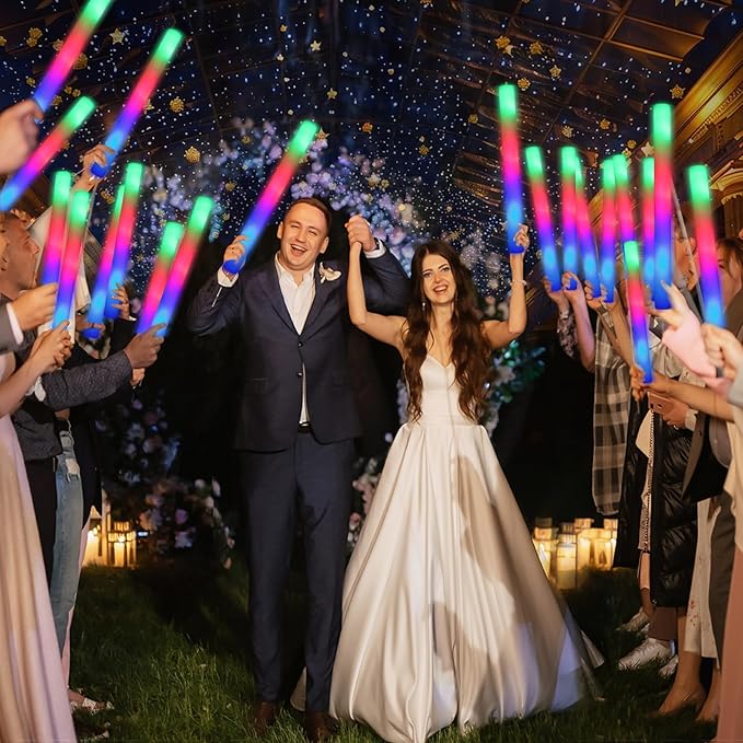 112 PCS Foam Glow Sticks, Foam Light Up Sticks Party Supplies with 3 Mode Col...