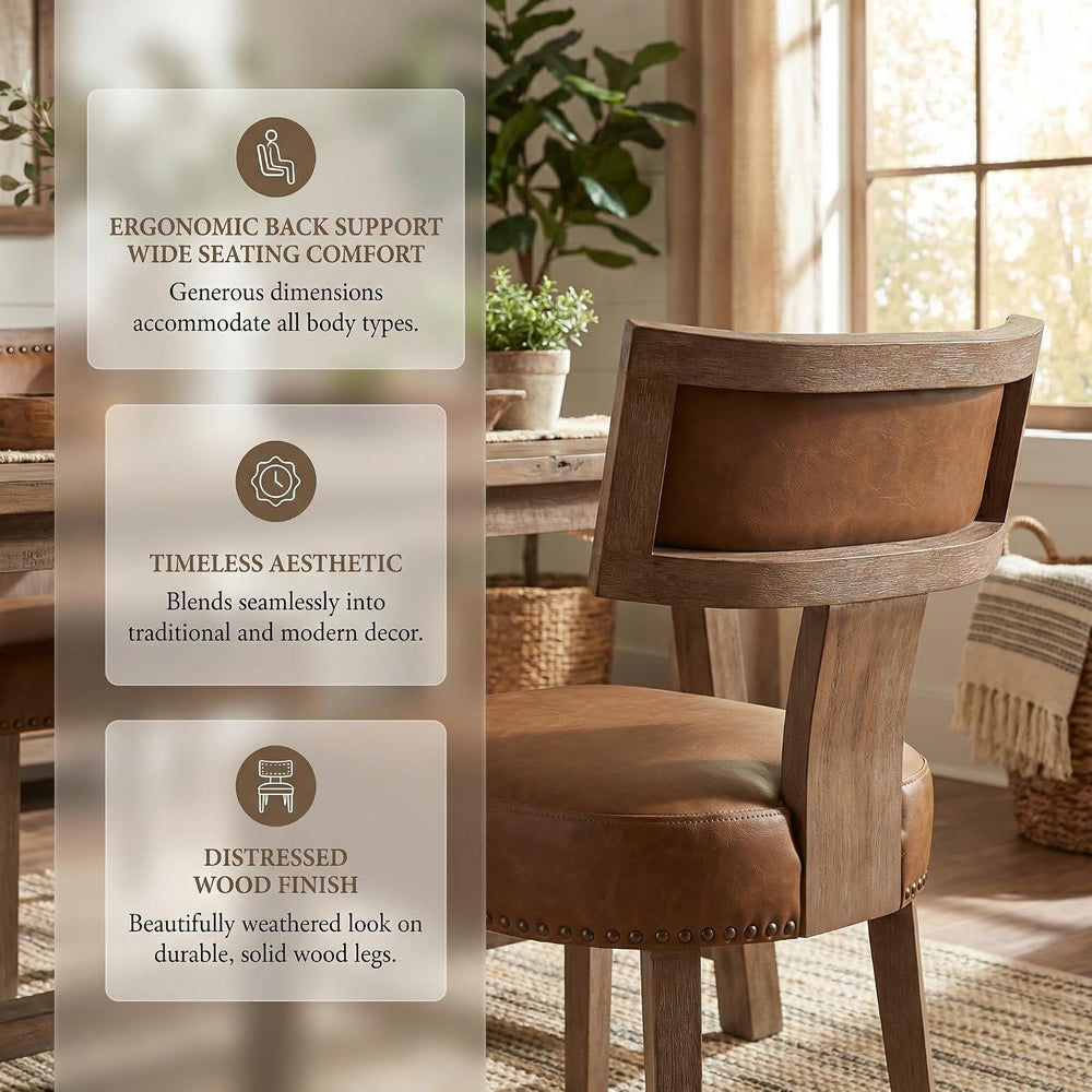 HNY Mid Century Modern Dining Chairs Set of 6, Farmhouse PU Leather Upholster...