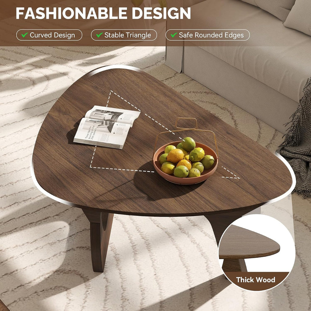 Modern Wood Coffee Table, Triangle Center Table with Premium Wooden Top& ...