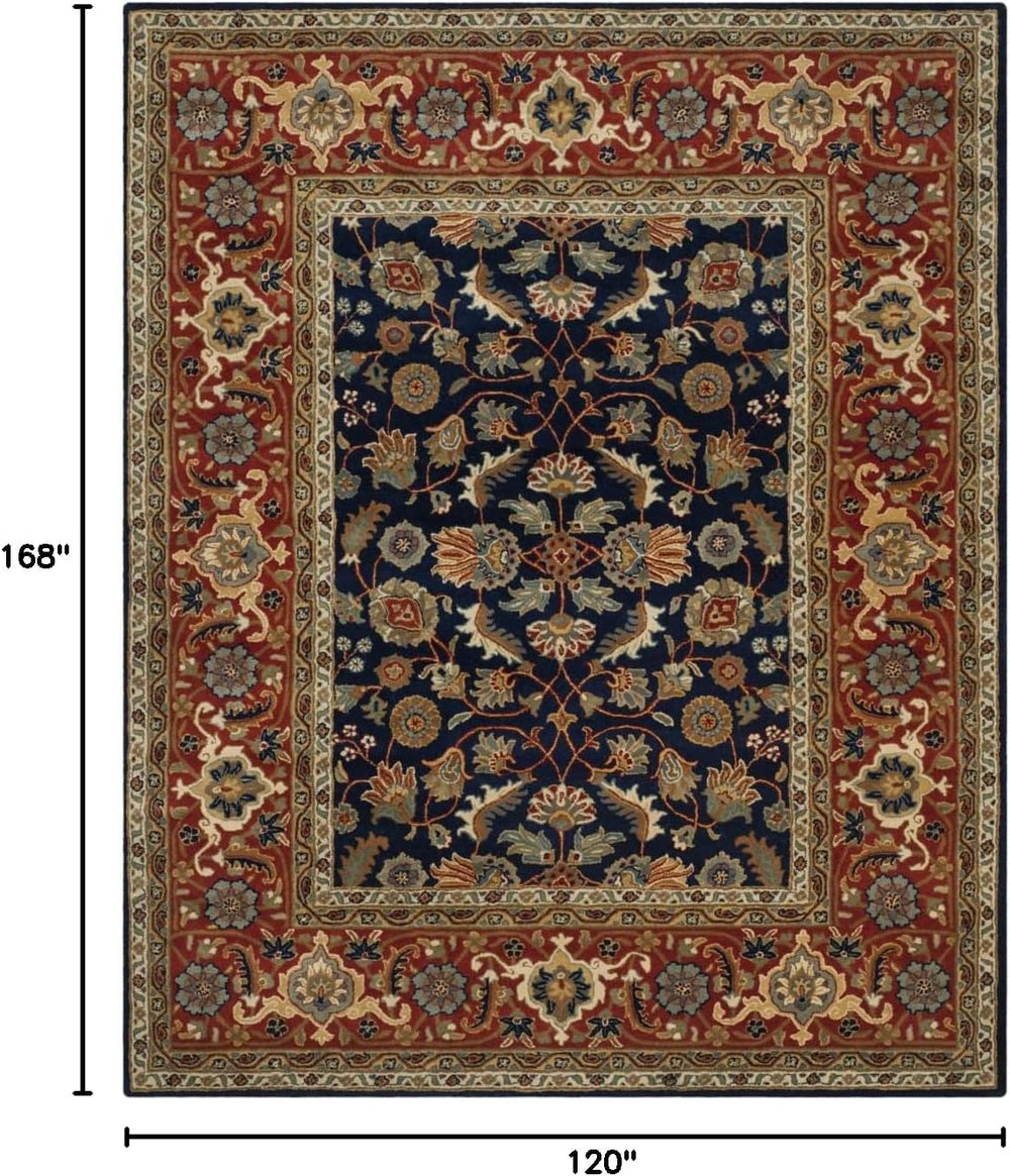 SAFAVIEH Royalty Collection Area Rug - 10' x 14', Navy & Rust, Ha...
