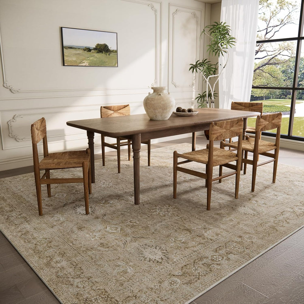 6x9 Area Rugs for Living Room: Washable Bedroom Rug Non Slip Boho Carpet
