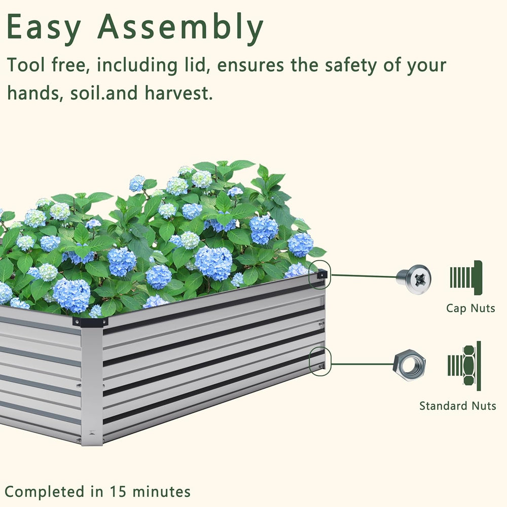 DIIYIV 2PCS 12x4x1FT Galvanized Raised Garden Bed Kit,Vegetable Boxes-Rectang...