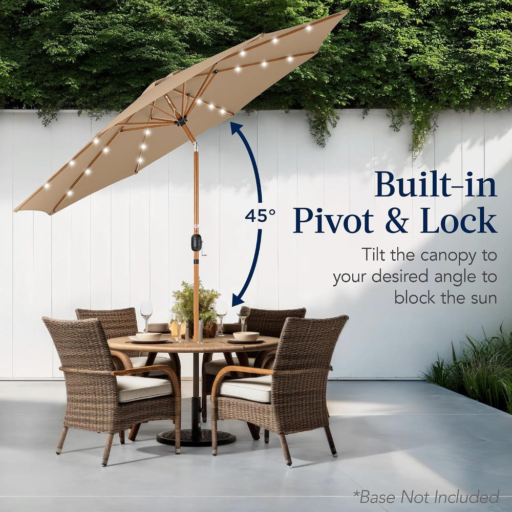 Best Choice Products 10ft Solar Polyester LED Lighted Patio Umbrella w/Tilt A...