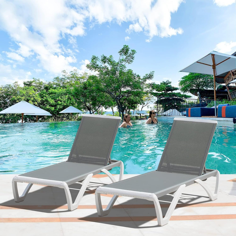 Domi Pool Patio Lounger Chair Chaise Lounge Chair Set of 4