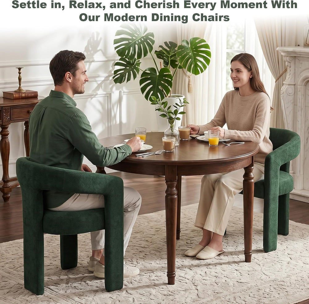 GNIXUU Green Barrel Dining Chair Set of 4, Modern Boucle Upholstered Dining R...