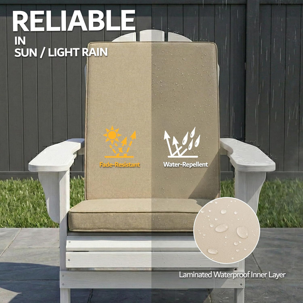 Adirondack Chair Cushion - Removable Cover, Water-Repellent & Fade-Resist...