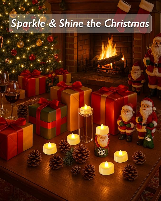 Raycare 100 Pack LED Tea Lights Battery Operated, 200+Hour Flickering Votive ...