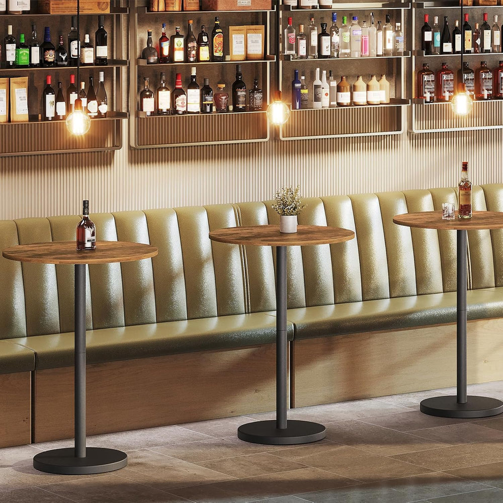 YATINEY Bar Table, Round Bar Table Set of 2, Counter Height Table, Pub Cockta...