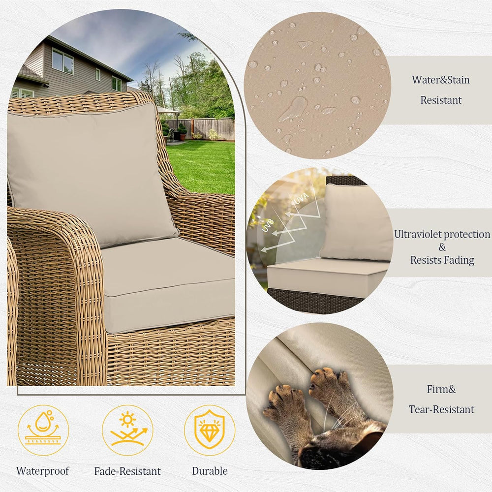 24x24“ Outdoor Deep Seat Cushions Set of 2, Patio Replacement Foam Cushions f...