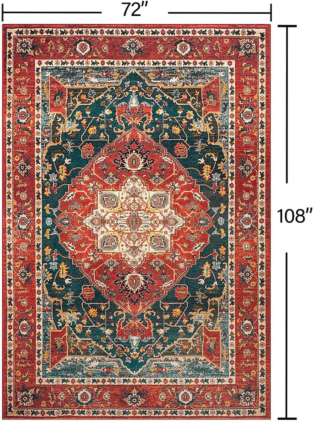 YJ.GWL Area Rugs for Living Room 6x9 Machine Washable Rugs, Non Slip Floral V...
