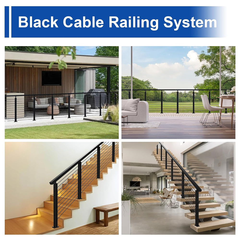 BLIKA 12FT-20FT Complete Set 36" Cable Railing Post Kit