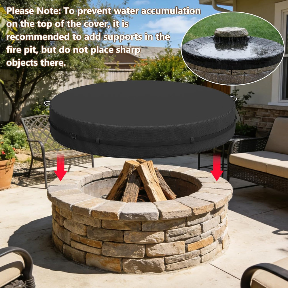 COSHNIBI Outdoor Round Built in Stone Fire Pit Cover,Heavy Duty Waterproof Fi...