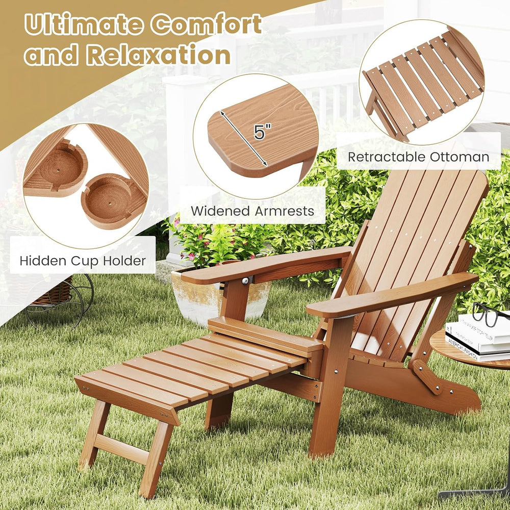 ORALNER Set of 4 Folding Adirondack Chairs with Adjustable Backrest, Retracta...