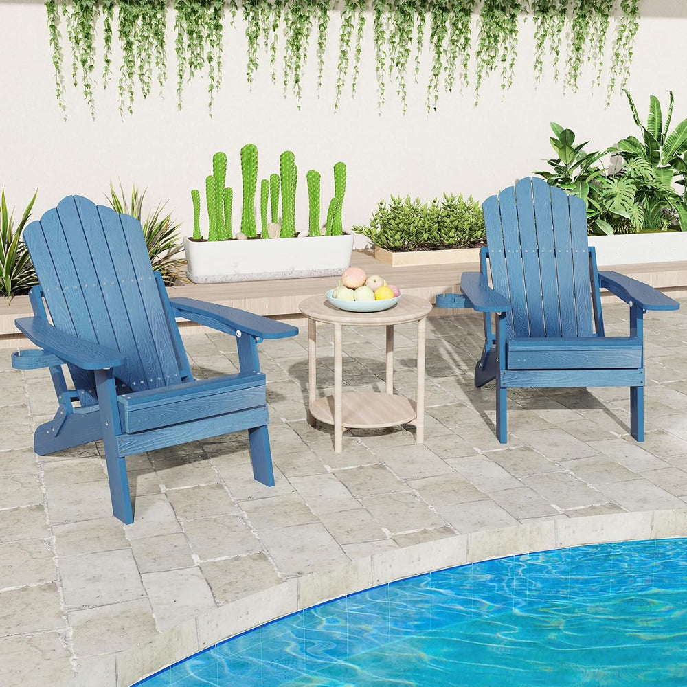 GIANTEX Folding Adirondack Chair, All-Weather Lounge Chair with Adjustable Ba...