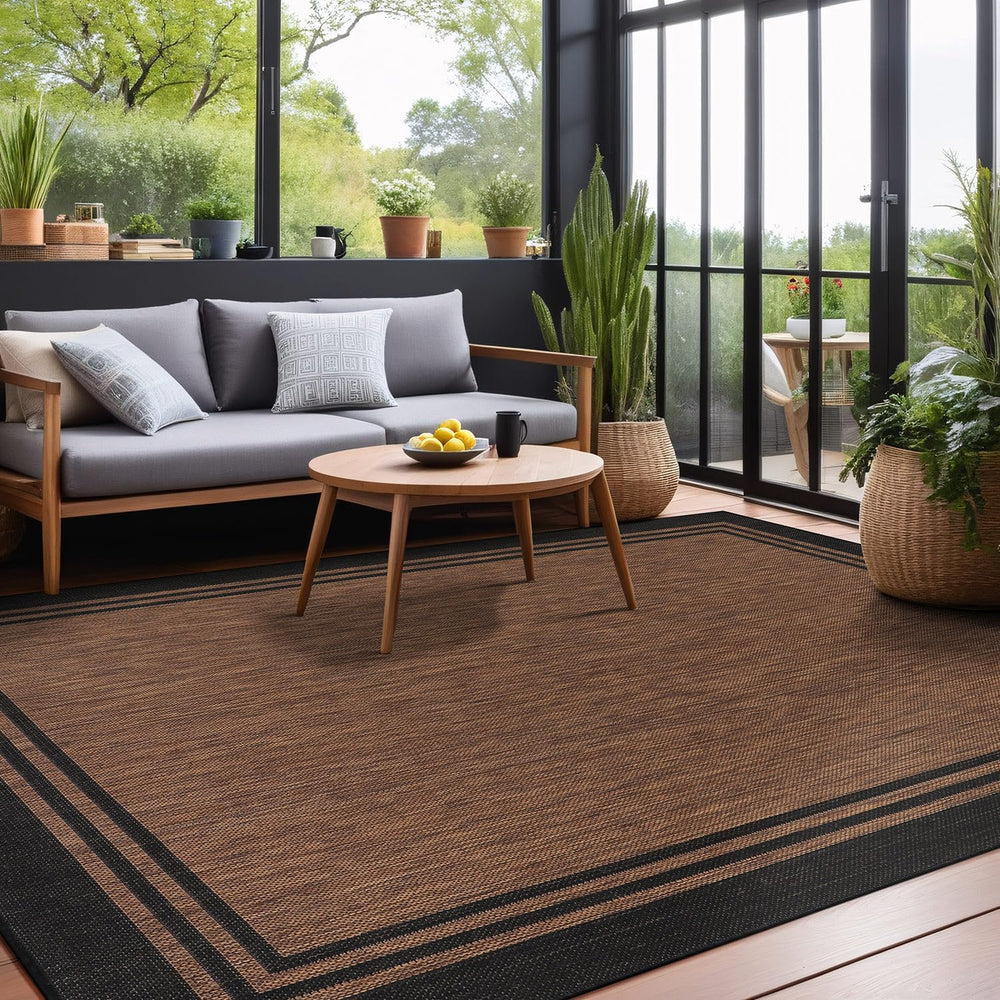 Luul Home Bordered Outdoor Rug 5x7 Washable Outside Carpet for Indoor Patio P...