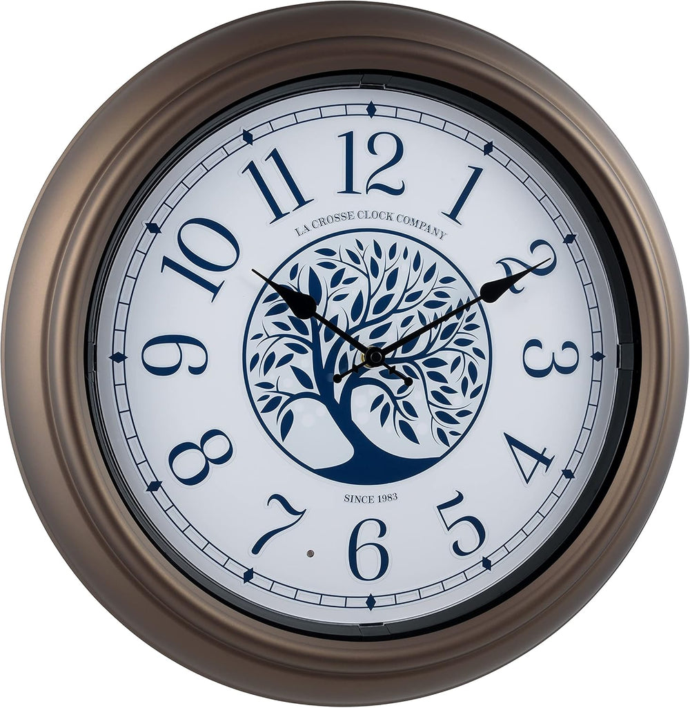 La Crosse Technology Indoor/Outdoor Lighted Dial Analog Quartz Wall Clock, 18...