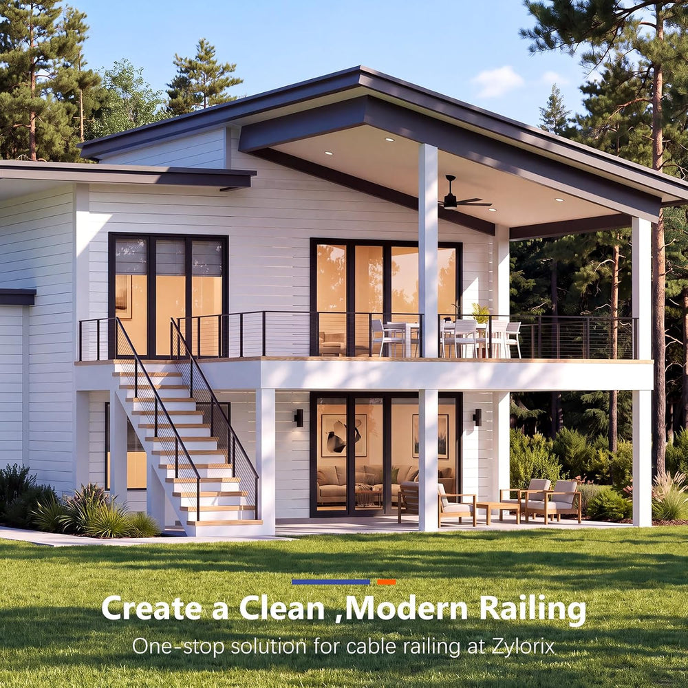 4ft-8ft Modular 42in Cable Railing System for Deck with Handrail